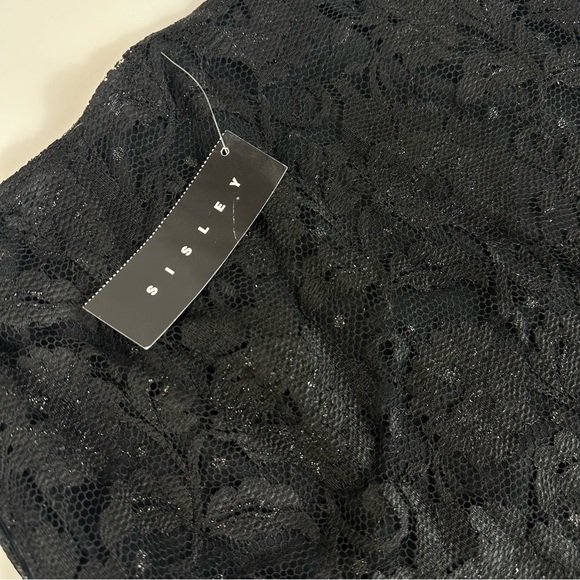 SISLEY skirt JET BLACK lace overlay size 42 - XS TO S - Picture 4 of 8
